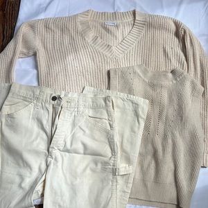 CREAM BUNDLE sweater/ vest +DECEE 70s vintage carpenter  pants size 25
